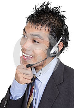 Listening Asian telemarketer