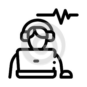 Listening Audio Icon Vector Outline Illustration