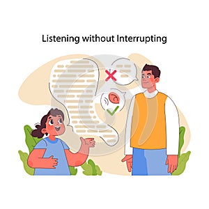 Listening without interrupting concept. Flat vector illustration