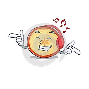 Listening music apple chips mascot cartoon character design