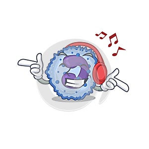 Listening music basophil cell mascot cartoon character design