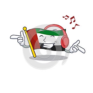 Listening music flag united arab emirates on mascot