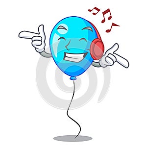 Listening music Party balloon blue mascot the isolated photo