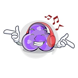 Listening music trefoil mascot cartoon style