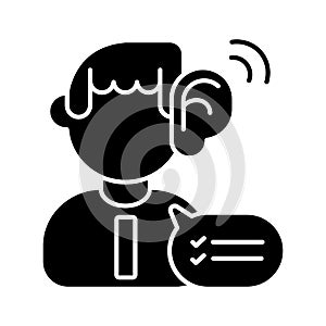 Listening skills black glyph icon