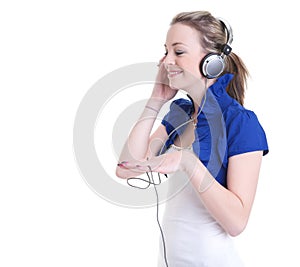 Listening to music headphones