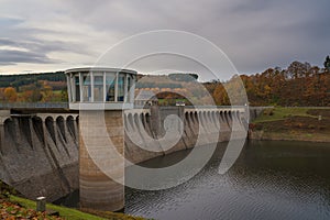listertalsperre reservoir with dam and lister power plant photo