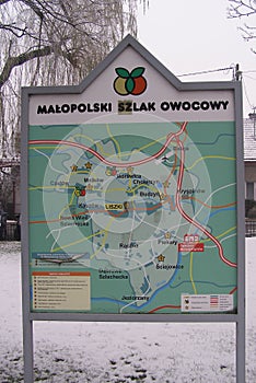 Liszki, village in Krakow County, lesser Poland Voivodeship Map of Turistic Fruit Trail