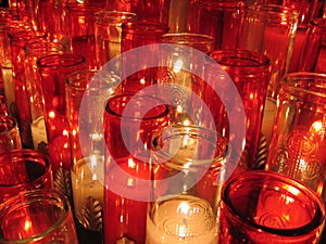 Lit church candles