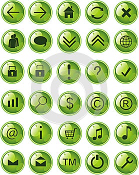 Lite Green web icons, buttons