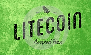 Litecoin Accepted Here Retro Design Black On Green