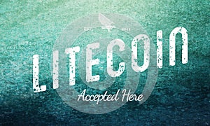 Litecoin Accepted Here Retro Design White On Blue