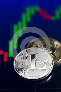 Lite coin bitcoin graph photo