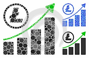 Litecoin growing graph trend Composition Icon of Round Dots