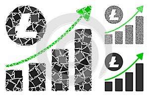 Litecoin growing trend Mosaic Icon of Rough Items