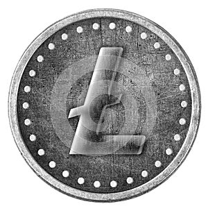 Litecoin Grunge Silver Coin, Token