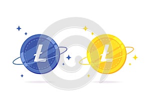 Litecoin LTC coin flat icon isolated on white background