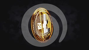 Litecoin LTC cryptocurrency 3d hand coin toss