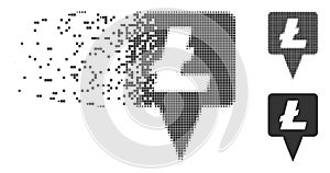 Litecoin Map Pointer Disintegrating Pixel Halftone Icon