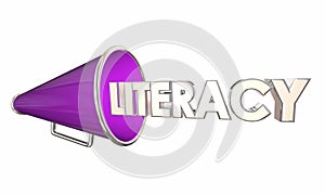 Literacy Bullhorn Megaphone Learn to Read Education 3d Illustration