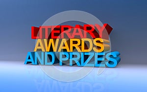literary awards and prizes on blue photo