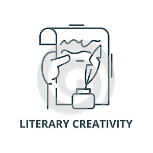 Literary creativity vector line icon, linear concept, outline sign, symbol