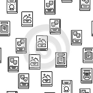 Literary Genres Books Vector Seamless Pattern