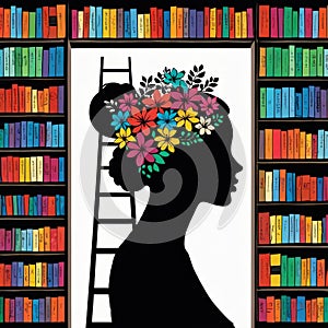 Literary Mind's Silhouette with Florals