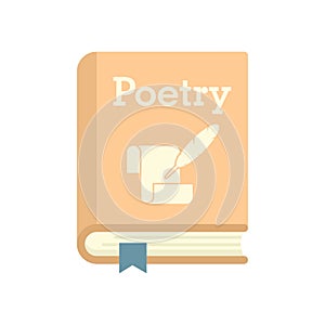 Literary poetry book icon flat isolated vector photo