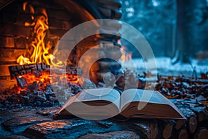 Literary warmth Snuggle up with a good book by the fireplace