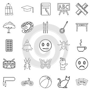 Literate icons set, outline style photo