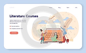 Literature school subject course web banner or landing page.