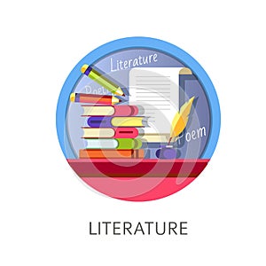 Literature subject studies themed concept logo