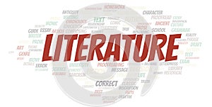 Literature typography word cloud create with the text only