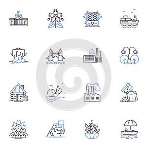 Literature and writing line icons collection. Prose, Poetry, Fiction, Nonfiction, Narrative, Novella, Short story vector photo