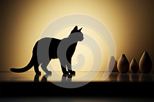 Lithe 3D kittys shadow elegantly rendered against backdrop in art photo