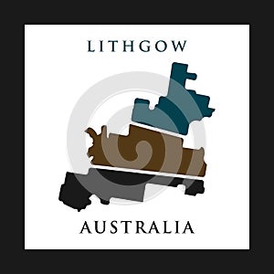 Lithgow City Map Illustration Creative Logo