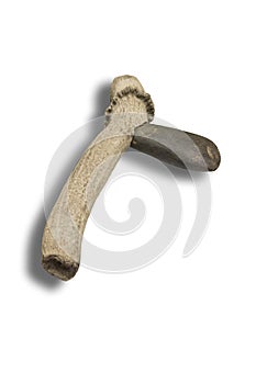 Lithic axe made with polished stone in deer antler handle photo