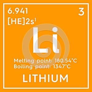 Lithium. Alkali metals. Chemical Element of Mendeleev\'s Periodic Table. 3D illustration