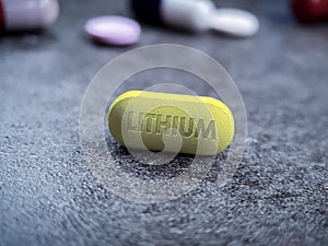 Lithium medication yellow pill photo
