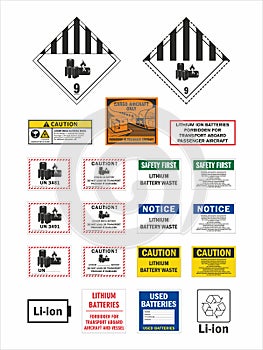 Lithium Battery Signs, vector illustration