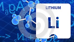 Lítium 3 prvok. alkalický Zem kovy. chemický prvok z stôl. lítium v námestie kocky tvorivé 