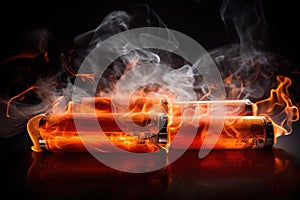 Lithium-ion batteries problem, dangerous rechargeable batteries. Self-heating risk of batteries. photo