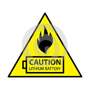 Lithium ion battery Caution, vector illustration