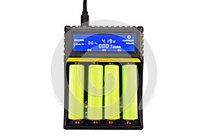 18650 Lithium Ion cell battery charger with illuminated LCD photo