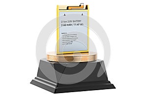 Lithium Ion Cell Phone Battery golden award concept. 3D rendering