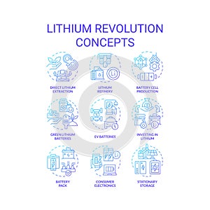 Lithium revolution blue gradient concept icons
