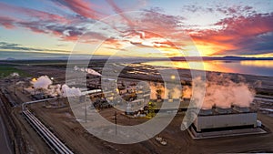 Lithium Valley industrial facility at sunset