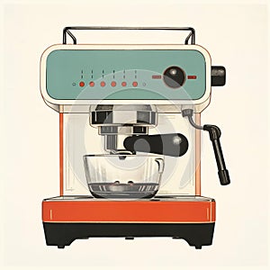Minimalist Retro Coffee Machine Art Print photo