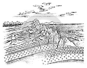 Lithosphere and the structure of the earth. Concept Geography geology background. layers and cross section of tectonic photo